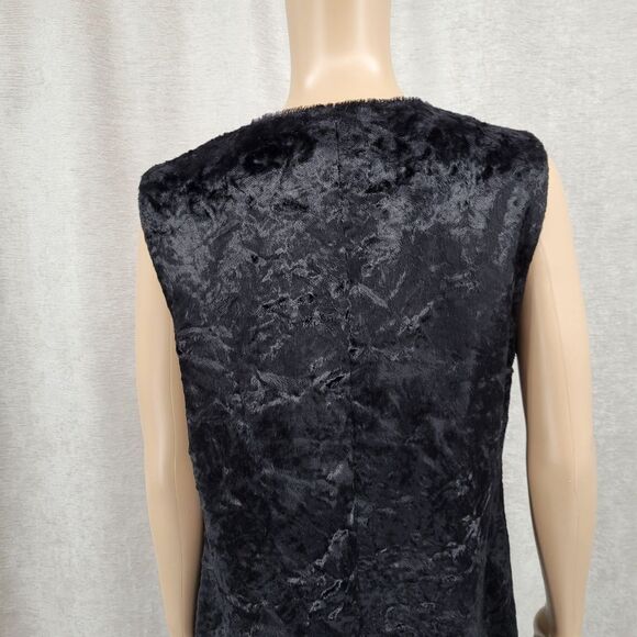 Lafayette 148 Black Velvety Faux Fur Duster Open Style Vest - Picture 6 of 12